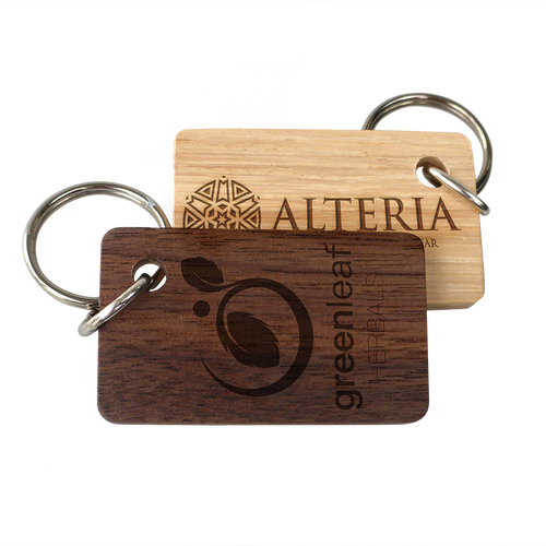 Small Double Sides Engraved Wood Keyrings