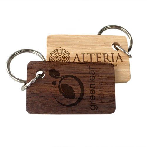 Small Double Sides Engraved Wood Keyrings