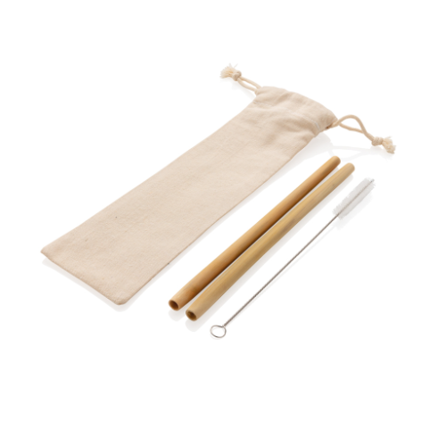 Reusable bamboo drinking straw set 2 pcs