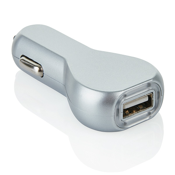 USB car charger, silver