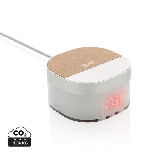 Aria 5W Wireless Charging Digital Clock in White