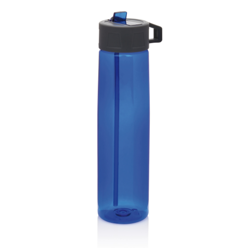 Tritan bottle with straw, blue/grey