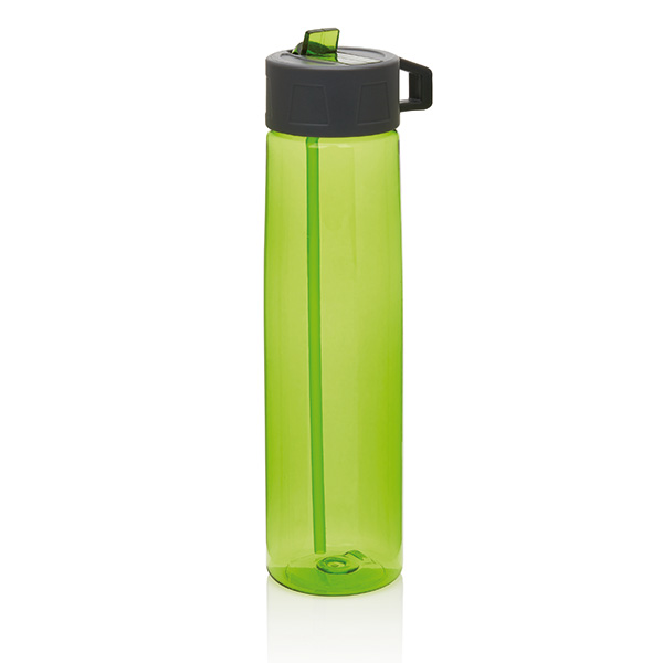 Tritan bottle with straw, green/grey