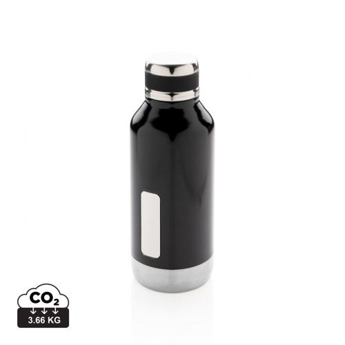 Leak proof vacuum bottle with logo plate in White