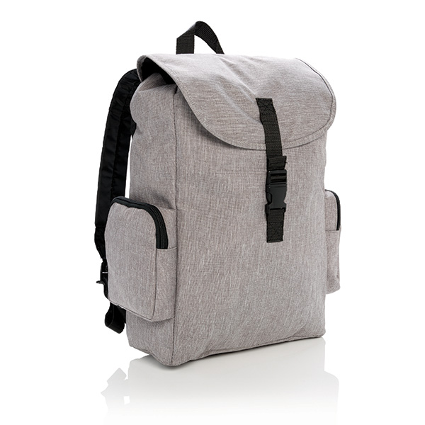 15” Laptop backpack with buckle, grey