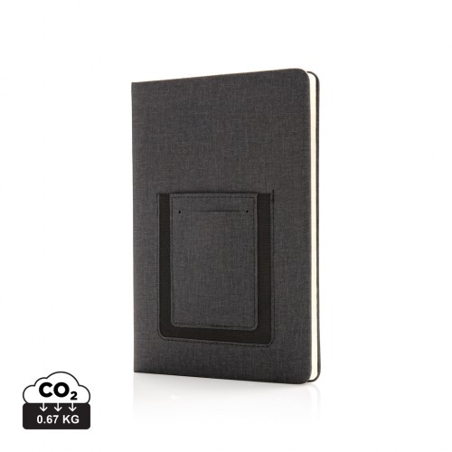 Deluxe A5 Notebook with phone pocket in Black