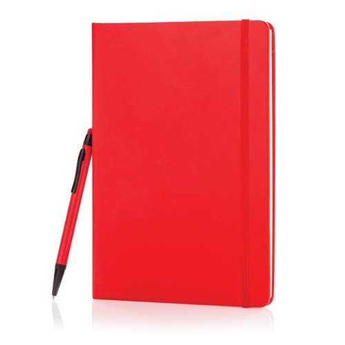 Standard hardcover A5 notebook with stylus pen, red