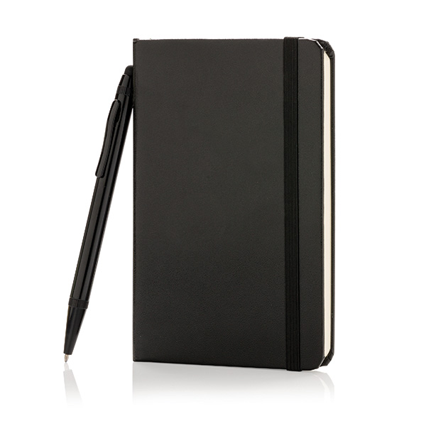 Standard hardcover A6 notebook with stylus pen, black