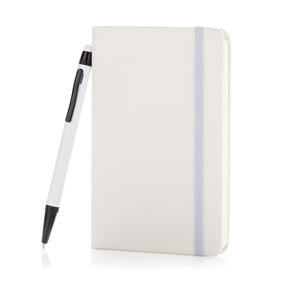 Standard hardcover A6 notebook with stylus pen, white