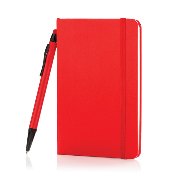 Standard hardcover A6 notebook with stylus pen, red