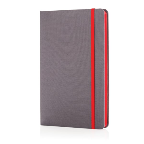 Deluxe fabric notebook with coloured side, red