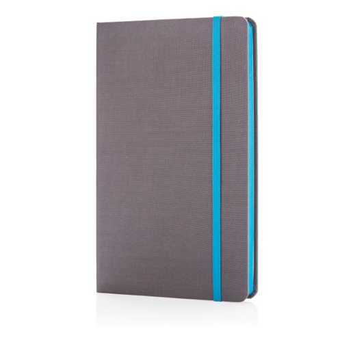 Deluxe fabric notebook with coloured side, light blue