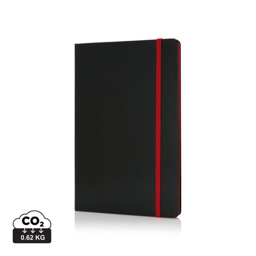 Deluxe hardcover A5 notebook with coloured side in Red