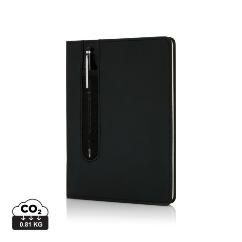 Standard hardcover PU A5 notebook with stylus pen in Red