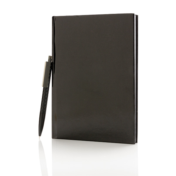 Standard hardcover A5 notebook with X3 pen, black