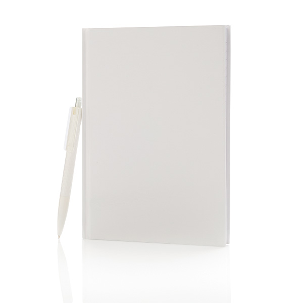 Standard hardcover A5 notebook with X3 pen, white