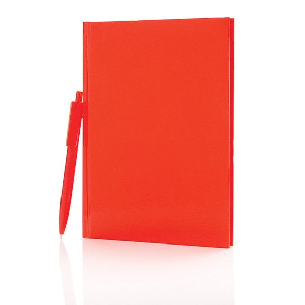 Standard hardcover A5 notebook with X3 pen, red