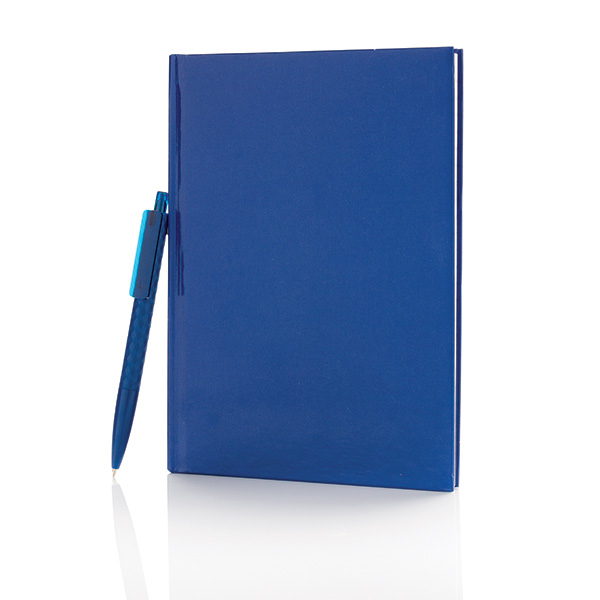 Standard hardcover A5 notebook with X3 pen, navy