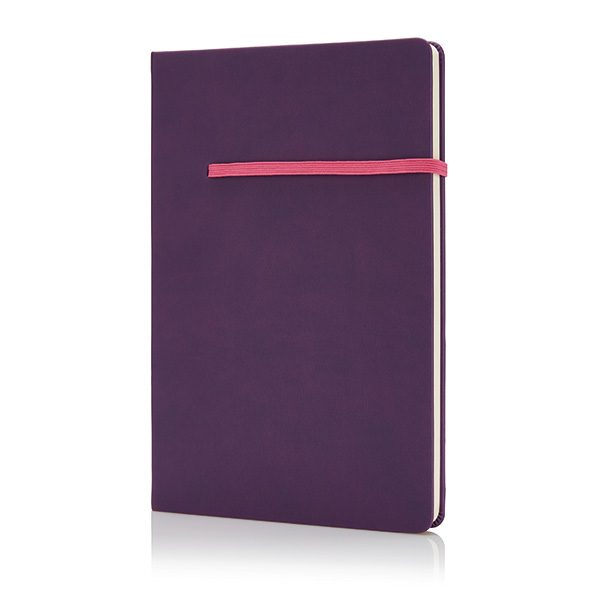 A5 notebook with horizontal band, purple/pink