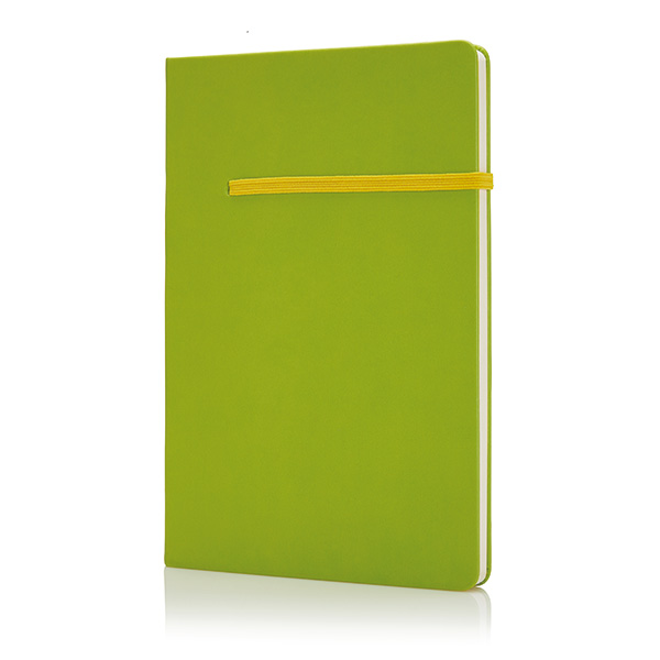 A5 notebook with horizontal band, green/yellow