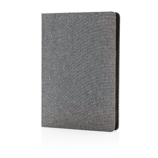 Deluxe fabric notebook with black side, grey