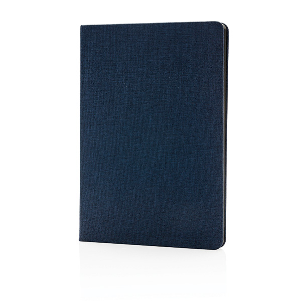 Deluxe fabric notebook with black side, blue