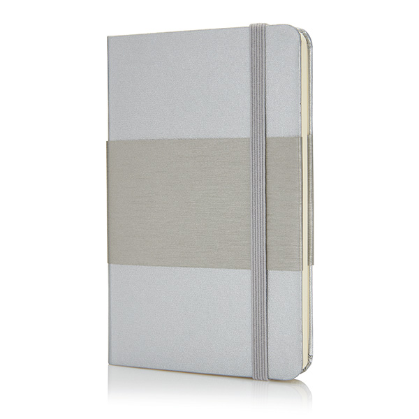 Deluxe hardcover A6 notebook, silver