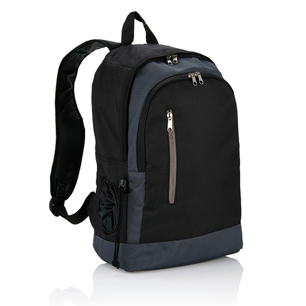Backpack with water bottle pocket, black/grey