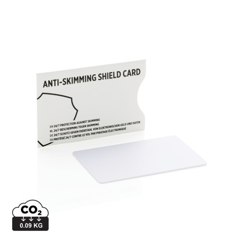 Anti-skimming RFID shield card with active jamming chip in White