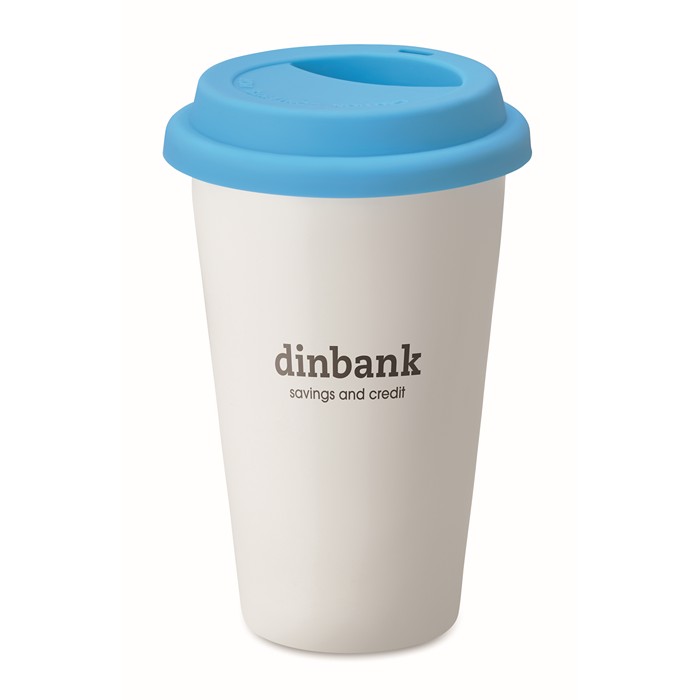 Branded Double wall ceramic travel cup