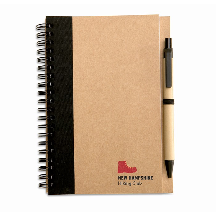Branded Recycled paper notebook and pen  