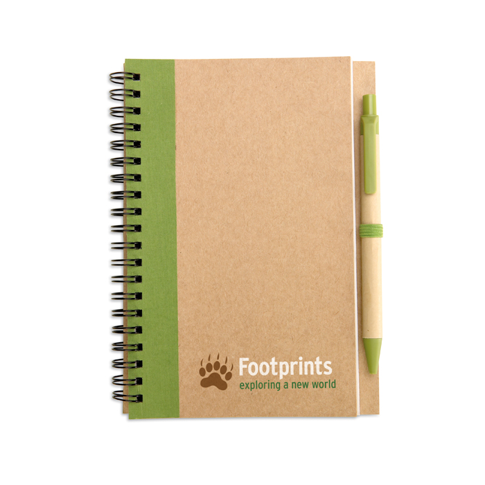 Branded Personalised notebooks,Wirobound Notebooks,recycled promotional products,Eco Desk Pads,Eco Notebooks,best seller, Recycled paper notebook and pen  