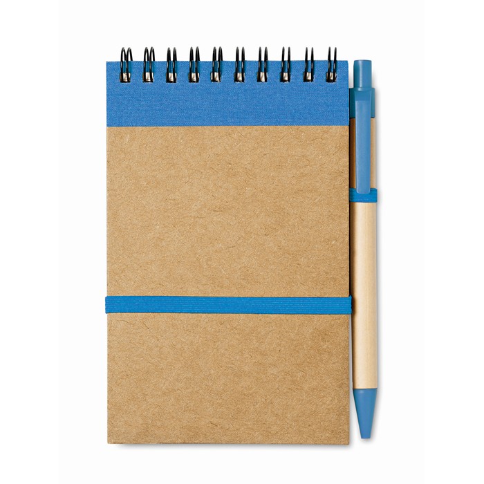 Branded A6 recycled notepad with pen