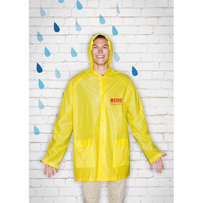 Branded PVC raincoat with hood