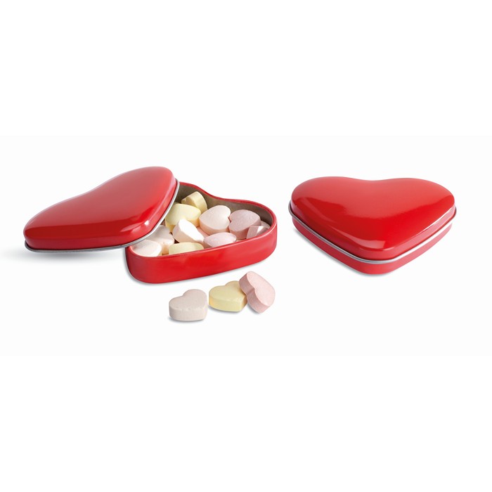 Printed Heart tin box with candies