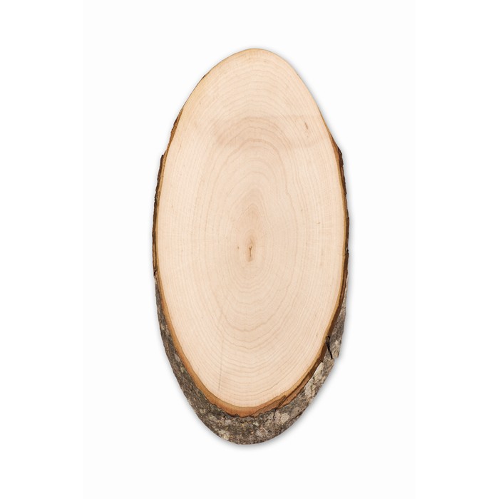 Branded Oval board with bark