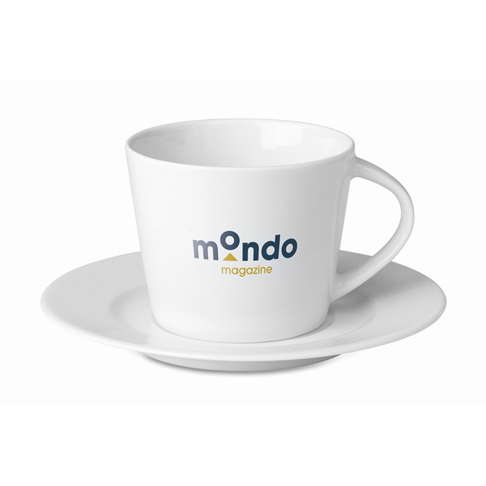 Branded Cappuccino cup and saucer