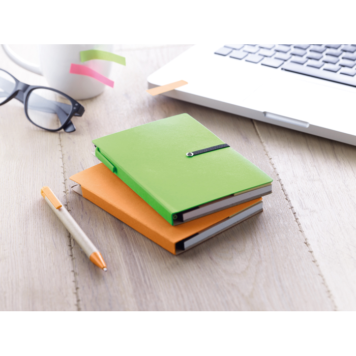 Printed Corporate notebooks,recycled promotional products,Eco Desk Pads,Eco Notebooks Notebook w/pen & memo pad