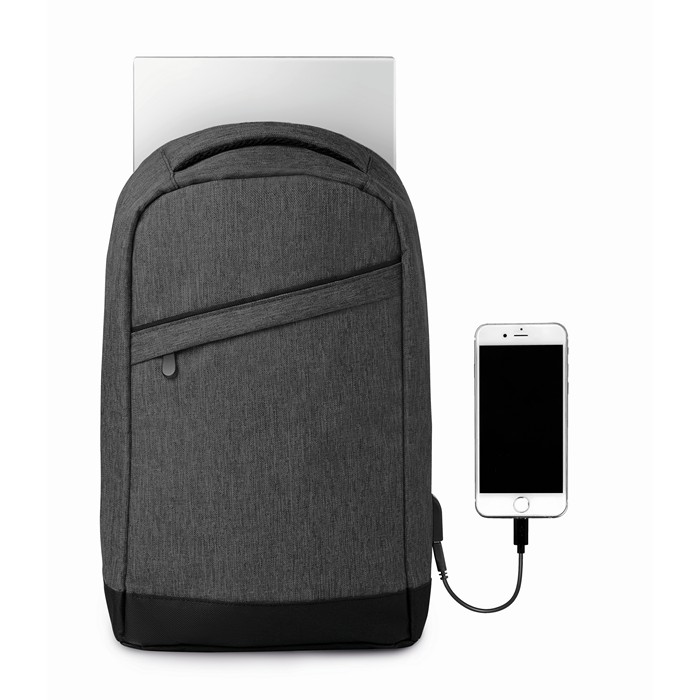 Branded 2 tone backpack incl USB plug