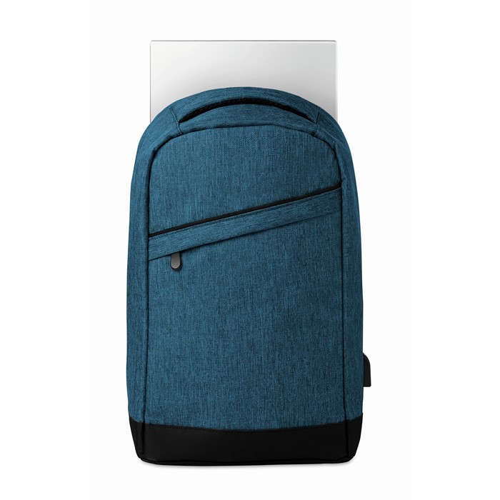 Printed Corporate backpacks 2 tone backpack incl USB plug