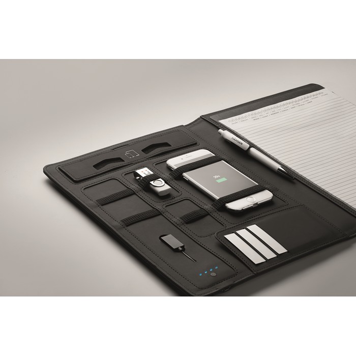 Branded Personalised portfolios A4 folder w/wireless charger5W