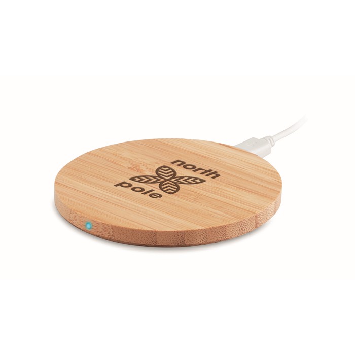 Corporate Round wireless charger bamboo