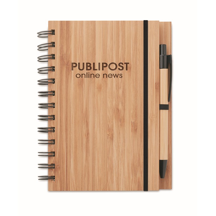 Branded Bamboo notebook with pen lined