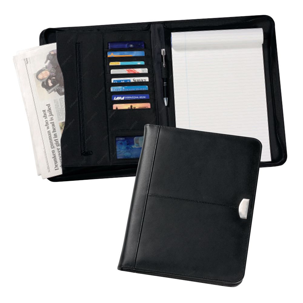 Promotional Regal A4 Zipped Leather Conference Folder
