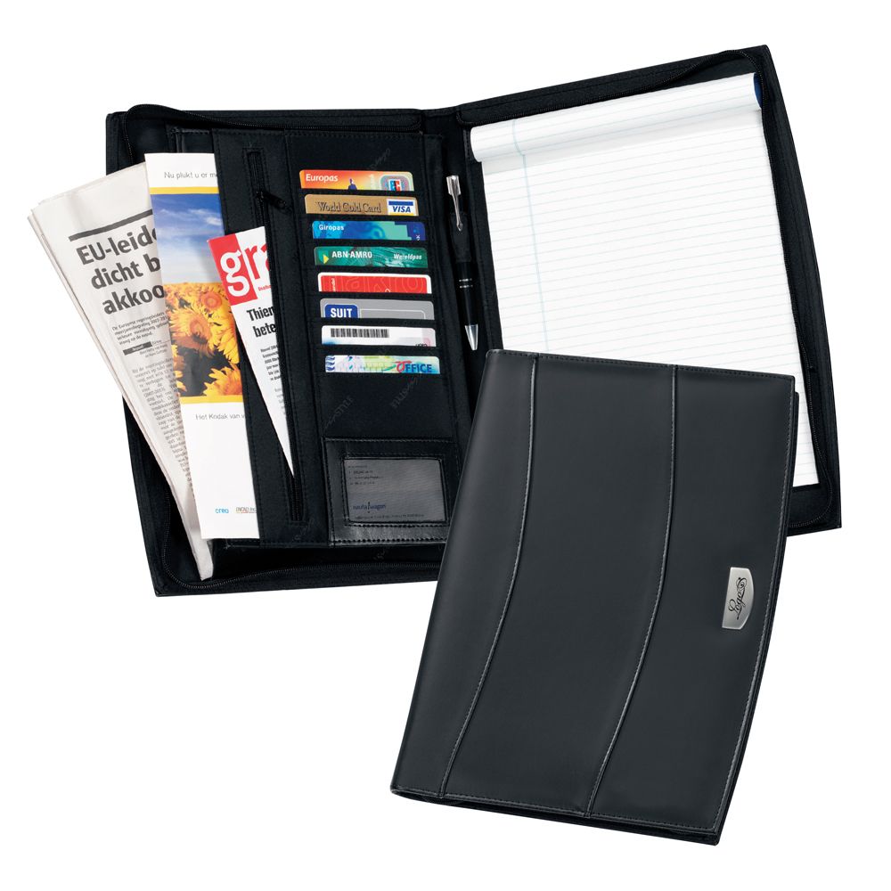 Promotional Solutions A4 Zipped Leather Conference Folder